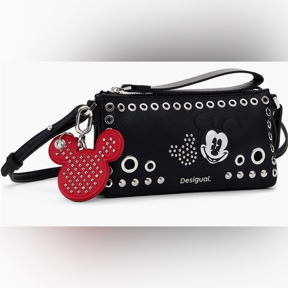 DESIGUAL Black Vegan Leather Mickey Crossbody w/Grommets - Picture 4 of 9